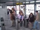 Man Trips Woman At The Metro